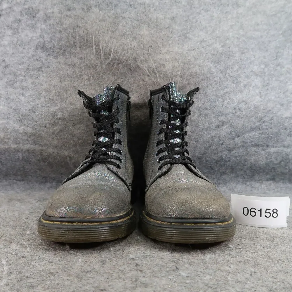 Dr Martens Shoes Kids 3 Boots Combat Delaney Crackle Iridescent Leather Docs Dm